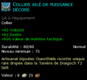 Collier ailé de puissance décoré