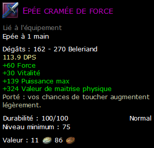 Epée cramée de force