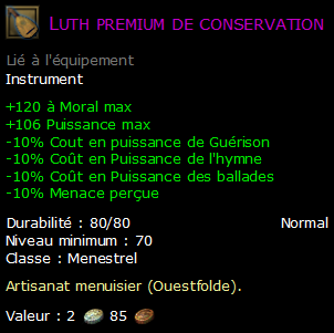 Luth premium de conservation