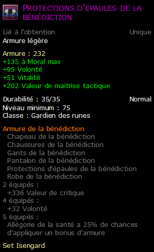 Protections d'épaules de la bénédiction