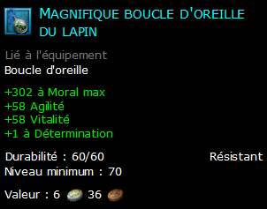 Magnifique boucle d'oreille du lapin