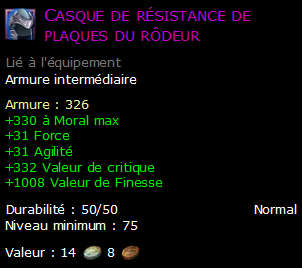 Casque de résistance de plaques du rôdeur