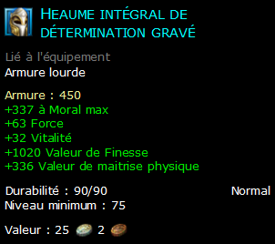 Heaume intégral de détermination gravé