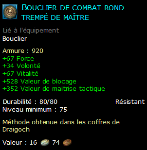 Bouclier de combat rond trempé de maître