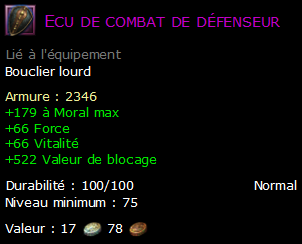 Ecu de combat de défenseur