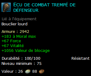 Ecu de combat trempé de défenseur