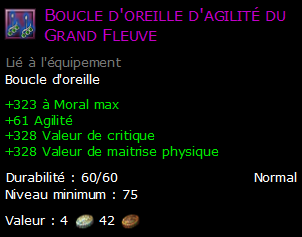 Boucle d'oreille d'agilité du Grand Fleuve