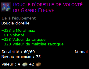 Boucle d'oreille de volonté du Grand Fleuve