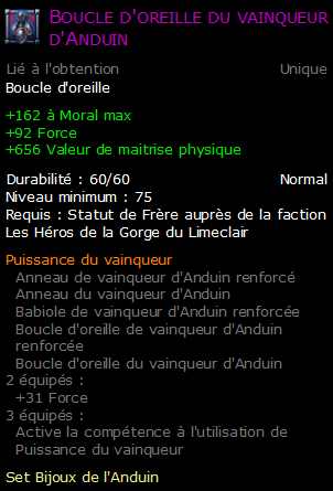 Boucle d'oreille du vainqueur d'Anduin