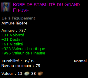 Robe de stabilité du Grand Fleuve