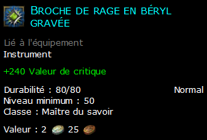 Broche de rage en béryl gravée