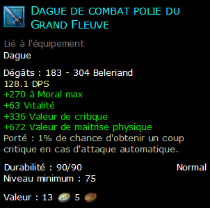 Dague de combat polie du Grand Fleuve