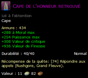 Cape de l'honneur retrouvé