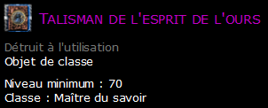 Talisman de l'esprit de l'ours