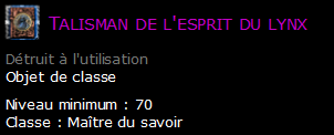 Talisman de l'esprit du lynx