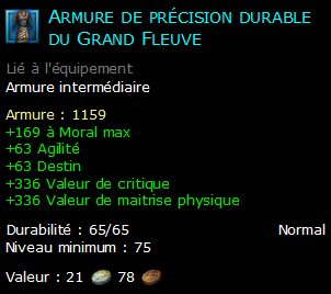 Armure de précision durable du Grand Fleuve