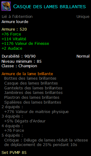 Casque des lames brillantes