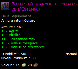 Bottes d'escarmouche vitales de l'Estemnet