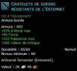 Gantelets de guerre résistants de l'Estemnet