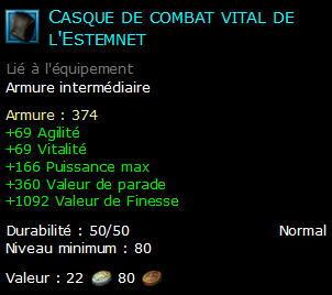 Casque de combat vital de l'Estemnet