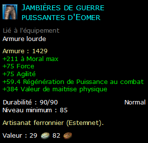 Jambières de guerre puissantes d'Eomer