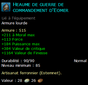 Heaume de guerre de commandement d'Eomer