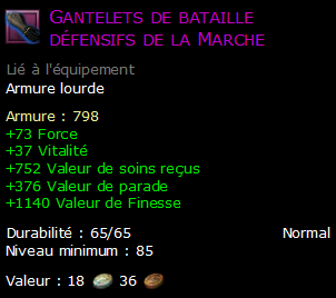 Gantelets de bataille défensifs de la Marche