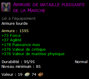 Armure de bataille puissante de la Marche