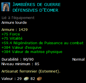 Jambières de guerre défensives d'Eomer