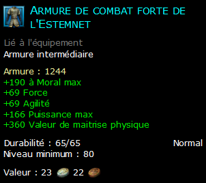 Armure de combat forte de l'Estemnet