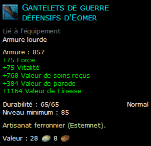Gantelets de guerre défensifs d'Eomer