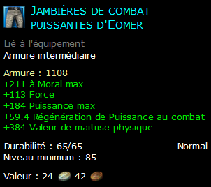 Jambières de combat puissantes d'Eomer