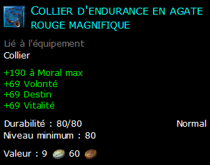 Collier d'endurance en agate rouge magnifique