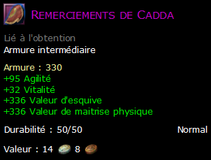 Remerciements de Cadda