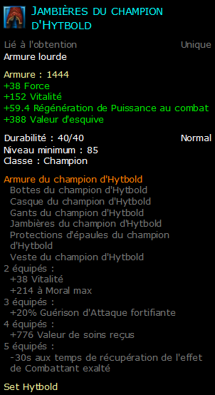 Jambières du champion d'Hytbold