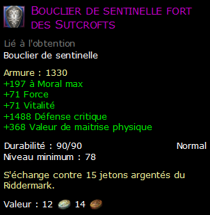 Bouclier de sentinelle fort des Sutcrofts