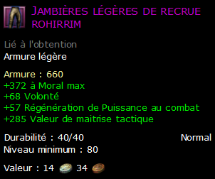 Jambières légères de recrue rohirrim