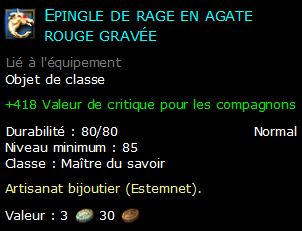 Epingle de rage en agate rouge gravée