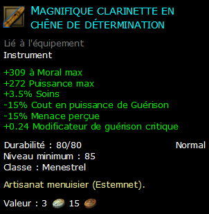 Magnifique clarinette en chêne de détermination