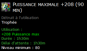 Puissance maximale +208 (90 min)