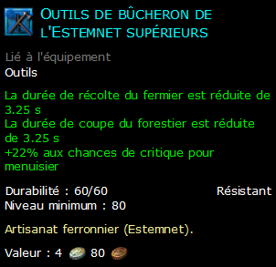 Outils de bûcheron de l'Estemnet supérieurs