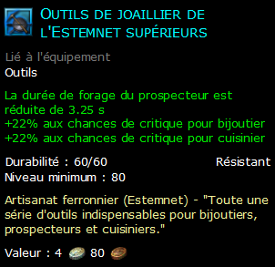 Outils de joaillier de l'Estemnet supérieurs