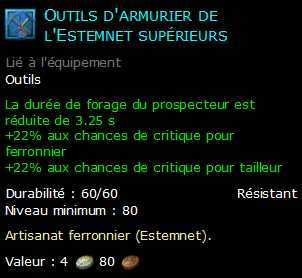 Outils d'armurier de l'Estemnet supérieurs