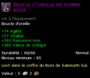 Boucle d'oreille de flamme acide