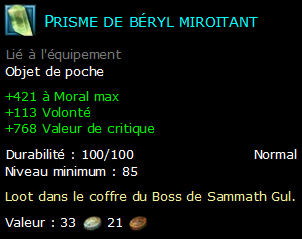 Prisme de béryl miroitant