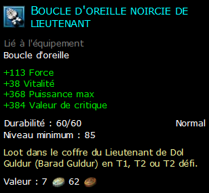 Boucle d'oreille noircie de lieutenant