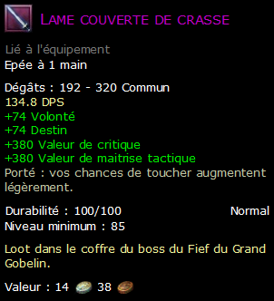 Lame couverte de crasse