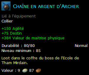 Chaîne en argent d'Archer