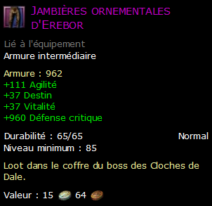 Jambières ornementales d'Erebor