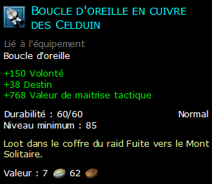 Boucle d'oreille en cuivre des Celduin